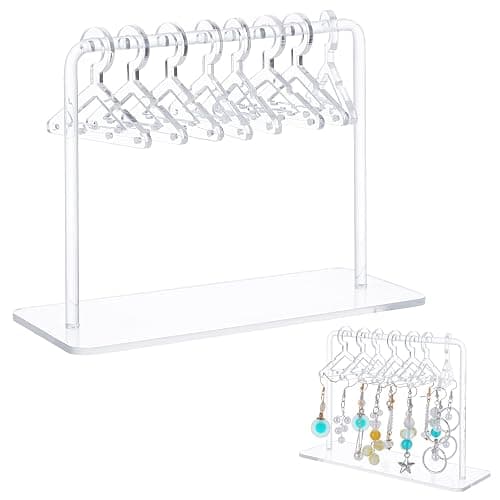 WEBEEDY Acrylic Earring Display Stand with Mini Hangers Earrings Organizer Ear Stud Holder for Women Jewelry Organizer Stand for Retail Show Personal Exhibition Christmas Unique Gift - Earring Display Stand 02 - Image 1