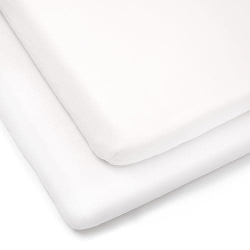 Clair de Lune 2 Pack Jersey Cotton Cot Bed Sheets 70 x 140 cm (White) | Breathable, gentle fabric - Image 1