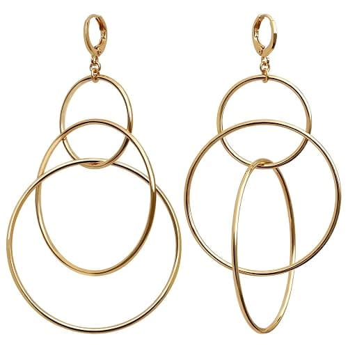 Dangle Hoop Earrings for Women, 14k Gold/Silver Plated High Polished Cute & Aesthetic Earrings for Women - Image 1