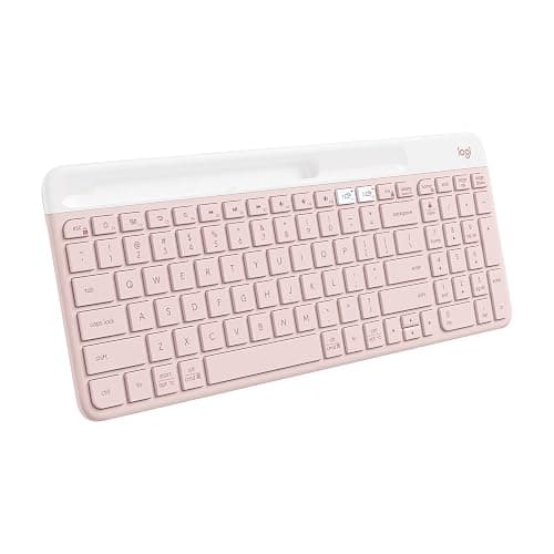 Logitech K585 Multi-Device Slim Wireless Keyboard, Built-in Cradle for Device; for Laptop, Tablet, Desktop, Smartphone, Win/Mac, Bluetooth/Receiver, Compact, Easy Switch, 24 Month Battery - Rose - Image 1