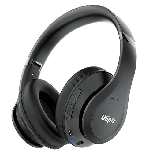 Uliptz Wireless Bluetooth Headphones, 65H Playtime, 6 EQ Sound Modes, HiFi Stereo Over Ear Headphones with Microphone, Foldable Lightweight Bluetooth 5.3 Headphones for Travel/Office/Cellphone/PC - Black - Image 1