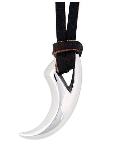 HAQUIL Stainless Steel Tribal Wolf Tooth Pendant Necklace, Faux Leather Cord, Wolf Jewelry Gift for Men and Women | Gift, Wolf Jewelry - Image 1
