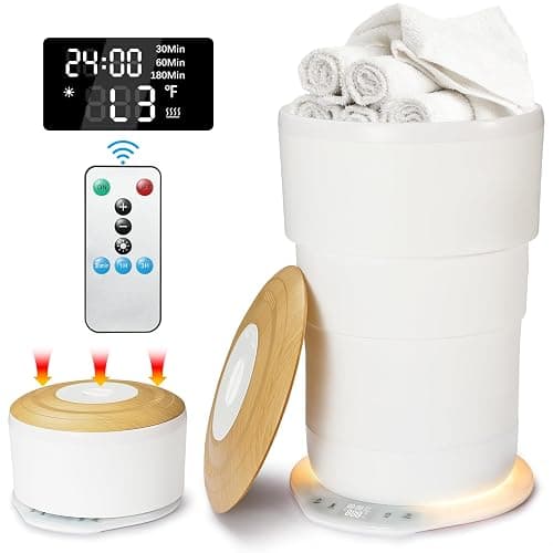 Uoxfill Upgrade Foldable Towel Warmer for Bathroom - 23L Luxury Heated Towel Warmers Bucket with Time Setting,Auto Shut Off,Fits Up to Two 40"X70" Oversized Towels,Bathrobes,Blankets White - Image 1