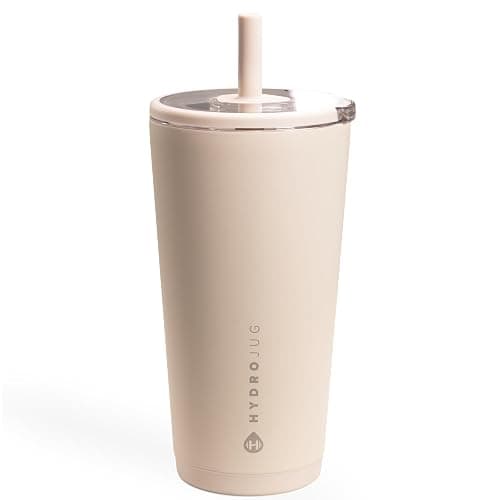HydroJug Everyday Tumbler 20 oz – Ceramic-Lined Insulated Tumbler with Straw and Soft-Touch Lid, Cup Holder Friendly, Double-Wall Vacuum Insulation, Reusable Travel Cup – Dune - Image 1
