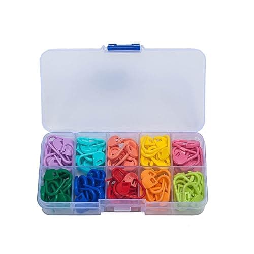 Jatidne 120PCS Stitch Markers Crochet Knitting with Compartment Box Stitch Needle Clip 10 Colors (Box Package) - Image 1