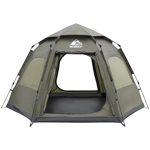 Hewolf 2/3/4 Person Camping Tent - Instant Pop Up Waterproof 2 Doors Tent with Easy Setup | 3-Season Hexagonal Dome Design for Family, Hiking & Traveling - Image 1