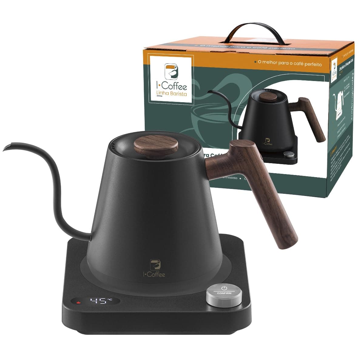 Chaleira Elétrica Gooseneck ComTermostato 600ml Para CafÃé Chá EChimarrǎo 127V,Cor Preto - Image 1