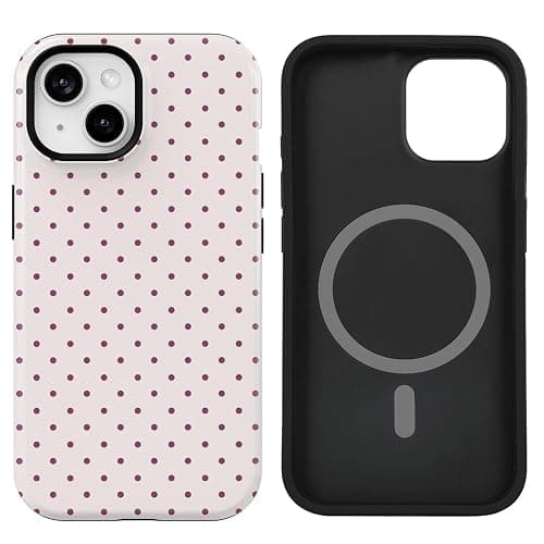 uCOLOR Case Compatible with iPhone 15/14/13- Compatible with MagSafe Scratch-Resistant Shockproof Cover for Women Men 6.1 inch (Nude Polka Dot, iPhone 15/14/13 6.1") - Image 1