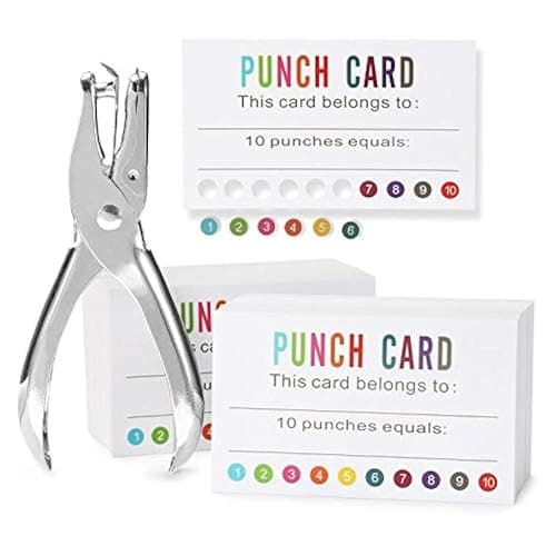 ONEDONE Punch Cards (Pack of 200) Reward Punch Cards for Classroom Behavior Incentive Awards for Kids Students Teachers Home Classroom School Business Loyalty Gift Card - 3.5" x 2" - Image 1