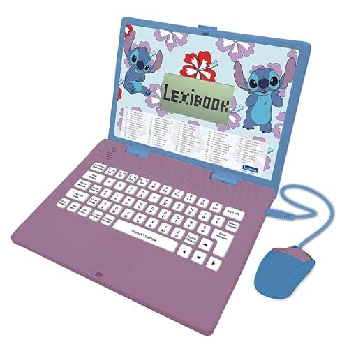 LEXIBOOK, Disney Stitch, Bilingual Bulgarian/English educational computer, Toy for children with 124 language, writing, maths, logic, music activities and games, Blue, JC598Di20 - Image 1