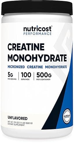 Nutricost Creatine Monohydrate Micronized Powder 500G, 5000mg Per Serv (5g) - 100 Servings, 17.9 Oz - Image 1