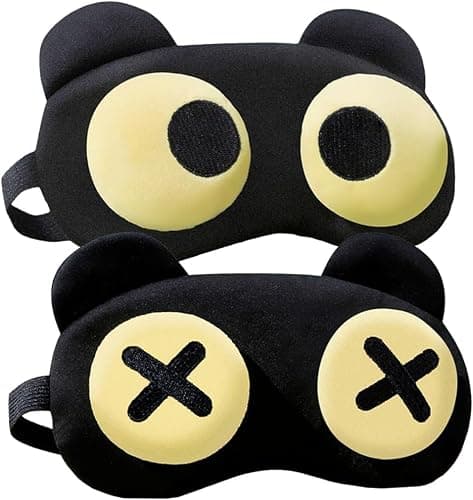 2PCS Cute Eye Mask for Sleeping - Soft Lightweight Eye Cover with Adjustable Strap, Funny Sleep Mask, Eyeshade Covers, Sleeping Mask for Women Men Travel Nap Blindfold Game - Image 1