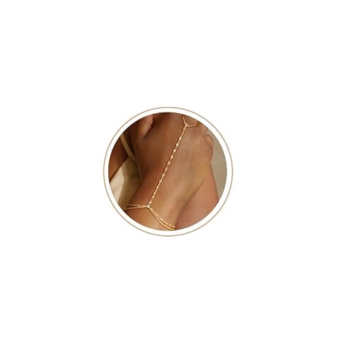 CHESKY 14k Gold Plated Hand Chain Bracelet for Women Trendy, Dainty Ring Bracelets Hand Chain Finger Nail Bracelet Simple Gold Hand Jewelry for Women Gifts - Image 1