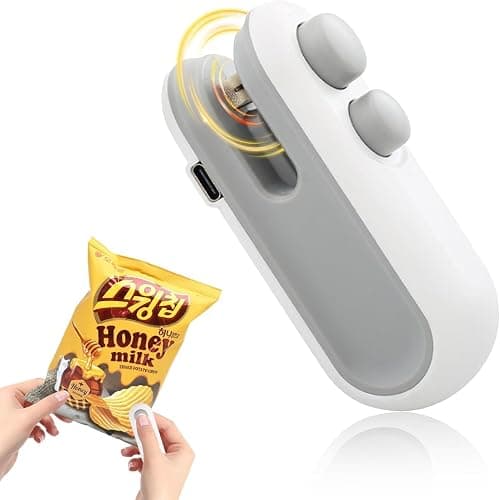 Mini Bag Sealer, 2026 2-in-1 USB-C Rechargeable Snack Bag Sealer, Magnetic Food Sealer with Cutter Bag Resealer Machine Handheld Heat Sealer for Plastic Snack Bags Freshness - Image 1
