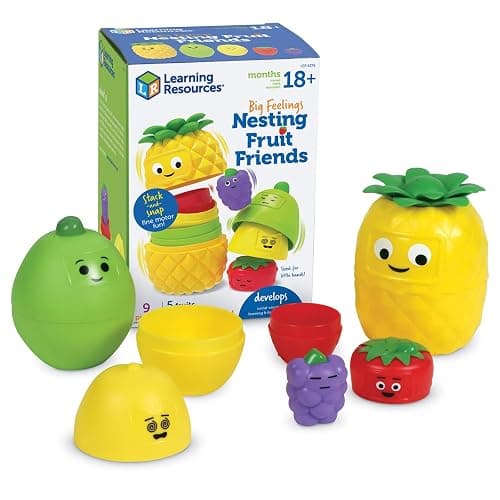 Learning Resources Big Feelings Nesting Fruit Friends - Fine Motor Toys, Social Emotional Skills Regulation Tools for Kids, Gifts for Boys and Girls, Classroom Must Haves, Occupational Games - Image 1