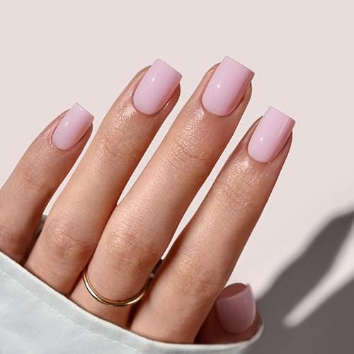 BTArtbox Press On Nails, Yoga, Short Square, Baby Pink Summer Nails, 32Ct | 2+ Weeks Wear, Salon-Quality Natural Nails, 10-Minute Easy Daily Application, Fast Removal, 16 Sizes, All-in-One Complete Kit - Image 1