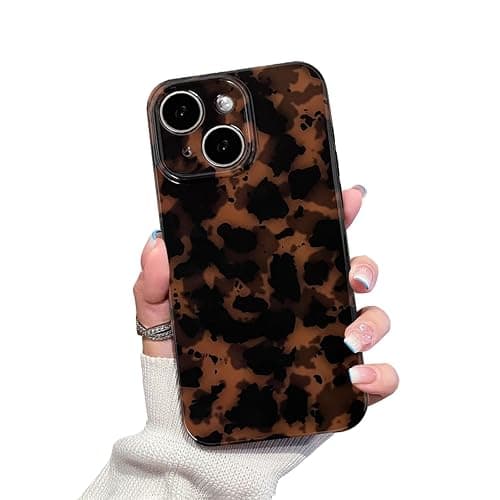 XQAGU Cute Phone Case for iPhone 15 Case Amber Leopard Full Camera Protective Slim Shockproof Aesthetic Phone Case-Brown Leopard - Image 1