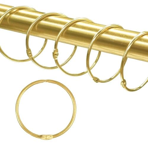 24 Pack Shower Curtain Rings,Rust Proof Shower Curtain Hooks for Bathroom,Circular Decorative Shower Curtain Rings and Hooks for Shower Rod,Metal Rings for Shower Curtain,Loose Leaf Rings(Gold) - Image 1