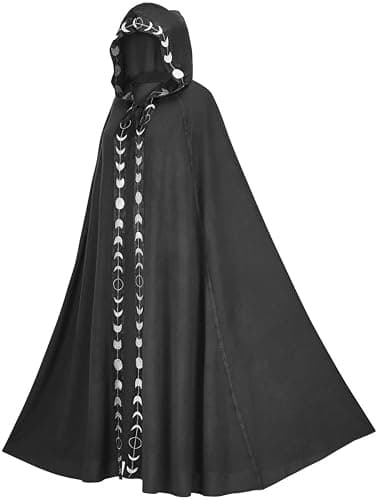 NCDUANSAN Gothic Harajuku Hooded Cloak Renaissance 5 Color Cloak Event Witch Halloween Cosplay - Large - Black - Image 1