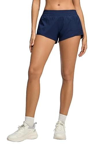MCEDAR Women's Running Shorts Low Waisted 2.5",Lightweight Active Workout Quick Dry Gym Athletic Sports Shorts Zip Pocket - Image 1
