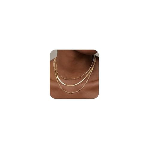 Freekiss Women's Layered Necklace Set - 3 Piece Dainty Gold Jewelry for Everyday Stacking | 14K Gold Plated Snake Chain, Rope Chain, Cuban Chain | Adjustable Length 14-18.5 Inch | Gift Ready - Image 1