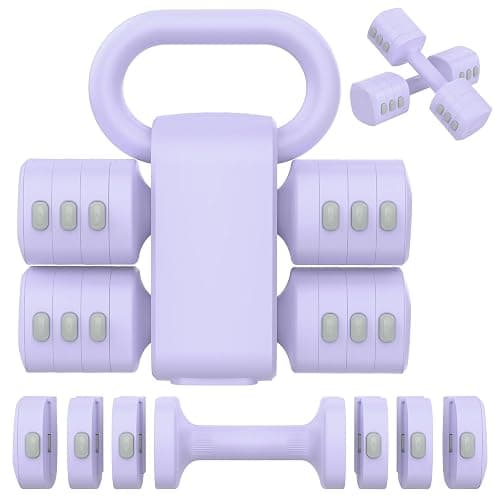 Hezeyferg 2-in-1 Adjustable Dumbbells Set, 4 Levels Weight Dumbbells Set for Women Men, Each 2.2/3.3/4.4/5.5lb Hand Weights with Kettlebell Form for Home Gym Exercise Training - Image 1