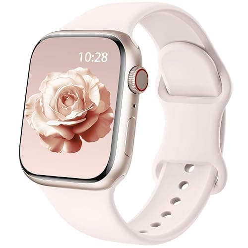 Patented Ersatzarmband Kompatibel mit Sport Apple Watch Armband 40mm 41mm 42mm 38mm, Ersatz armband Silikon Kompatibel mit iWatch SE Series 11 10 9 8 7 6 5 4 3 2 1 Ultra Herren Damen, Blassrosa - Image 1
