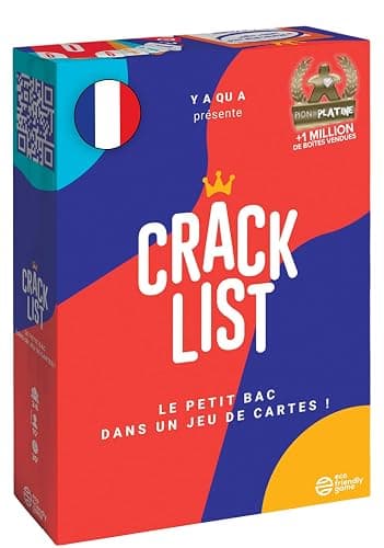 CRACK LIST - Jeu du Petit bac - Jeu de Cartes - Jeu d'ambiance - entre amis et en famille - 10 ans et plus - 2 à 8 joueurs - version française - Yaqua Studio, YAQ001CR, Bleu - Image 1