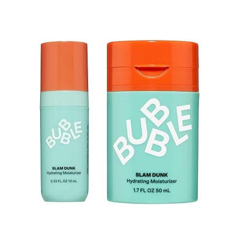 Bubble Skincare Slam Dunk Bundle - Hydrating Face Cream for Dry Skin Made with Vitamin E + Aloe Vera Juice for a Glowing Complexion - Skin Care with Blue Light Protection (50ml + 10ml, 2 Count) - Regular & Mini - Image 1