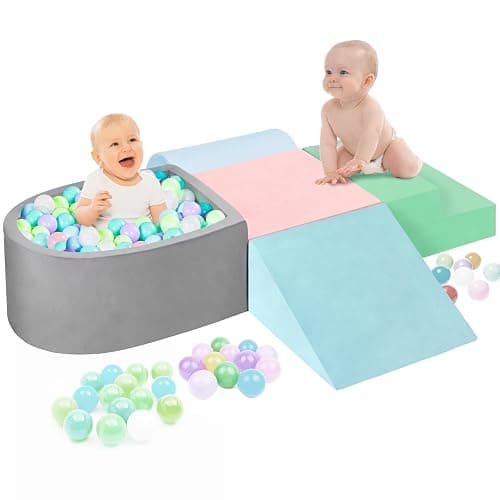 Climbing Toys for Toddlers, Foam Baby Climbing Blocks with Ball Pit for Toddlers 1-3 Inside, 5-Piece Soft Play Blocks, Indoor Climb Crawl Activity Play Set, Birthday Gift (Balls not Included) - Image 1