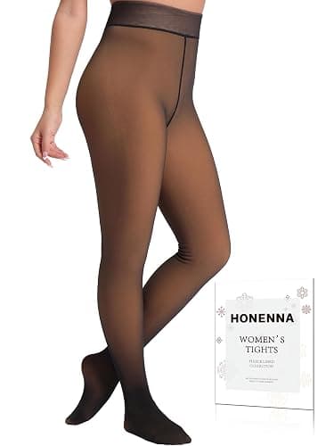 HONENNA 5 Skin Colors Fake Translucent Fleece Lined Tights, Winter Thermal Pantyhose for Women under Dress, medias térmicas - Image 1