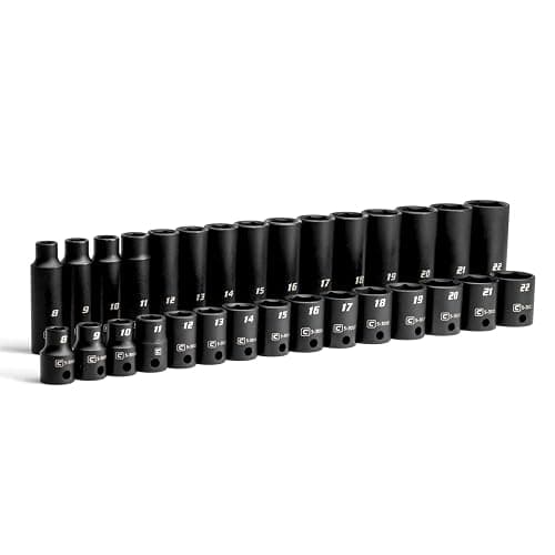 Capri Tools 3/8-Inch Drive Shallow and Deep Impact Socket Set, Metric, 8 to 22 mm, Premium Chrome Molybdenum Steel, 30-Piece - Image 1