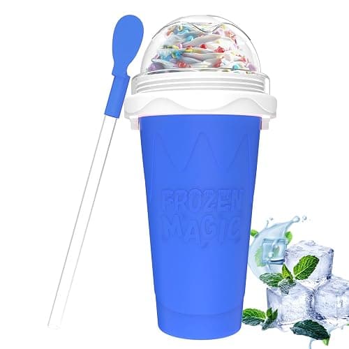 Slushie Maker Cups, Magic Quick Frozen Smoothies Cup for Homemade Milk Shake Ice Cream Maker, Cooling Cups, Double Layer Squeeze Slushy Maker Cup, Birthday Gifts for Kids Mom Dad (Blue) - Image 1