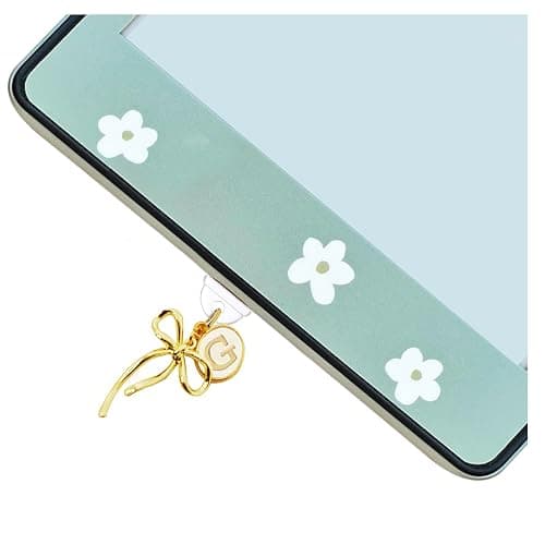 MORWLAT Bow Letters Dust Plug Charm Compatible with Kindle Paperwhite,Type C/USB C Dust Plug, Women Gift for E-Reader Lover Teachers Students - Image 1