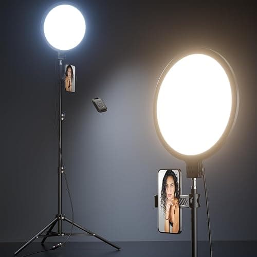 Weilisi 10.5" Ring Light with 69" Tripod Stand and Phone Holder Kit, Full-Screen Zoom Lighting for Video Recording, Makeup, Live Stream, Dimmable LED Selfie Ring Light Tripod for iPhone with Remote - Image 1