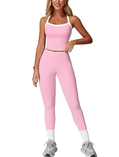 ABOCIW Workout Sets for Women 2 Piece Padded Sports Bra Tank Top High Waist Leggings Sets Gym Yoga Work Out Clothes - Image 1