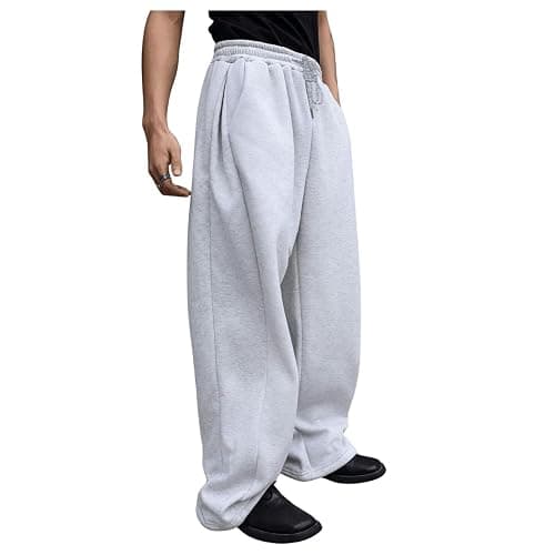 Mens Sweatpants Baggy Wide Leg Sweatpants Open Bottom Joggers Athletic Pants Tall Streetwear Trousers with Pockets - Image 1