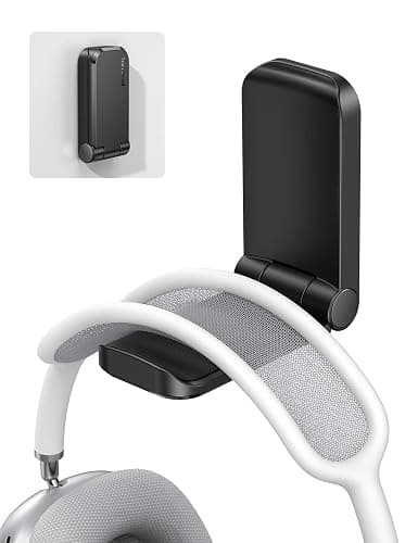 Lamicall Headphone Hanger Holder Desk - Adhesive Headphone Hook Mount, Gaming Headset Hanger Under Desk, Magnetic Foldable Earphone Clip Clamp Stand for Beats, Sennheiser, HyperX, etc - Black - Image 1
