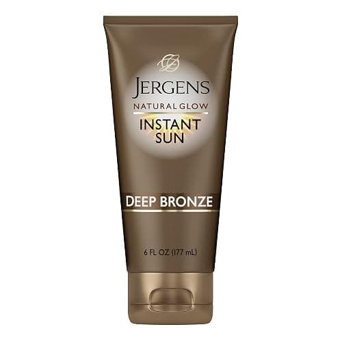 Jergens Natural Glow Instant Sun Tanning Moisturizer + Bronzer, Lightweight Sunless Tanning for Natural-Looking Color, Deep Bronze, 6 Oz - Image 1