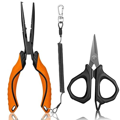 pullther fishing Fishing Tools Kit, Fishing Pliers,Fishing Scissors | Fishing Line Cutter for Braided Fishing Line,Fishing Gear with Lanyard - Image 1