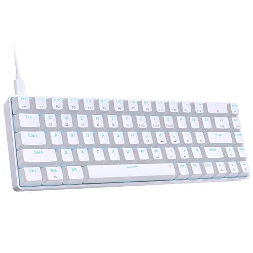 DIERYA T68SE 60% Gaming Mechanical Keyboard,Ultra Compact Mini 68 Key with Red Switches Wired Keyboard,Anti-Ghosting Keys, for Windows Laptops and PC Gamers,White - Quiet Red Switch - white - Image 1