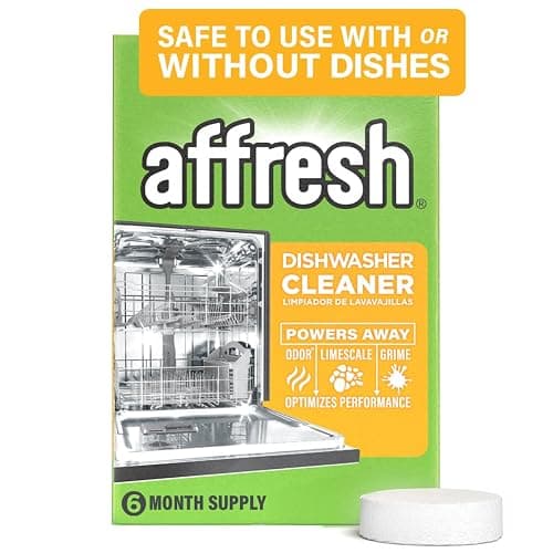 Affresh Dishwasher Cleaner, Helps Power Away Odor Causing Bacteria, Limescale, Mineral Deposits & Grime Inside Pump, Tub & Hoses, 6 Tablets, 6 Month Supply - Image 1