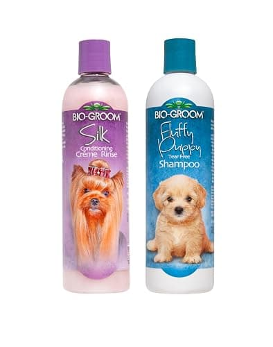 Bio-Groom Dog Shampoo and Conditioner Set - Tearless Shampoo for Dogs, Puppies & Cats, Moisturizing Conditioner for Dry Skin - Silk Conditioning Creme Rinse & Tear Free Shampoo, 12 Fl Oz Each (1 Set) - Image 1