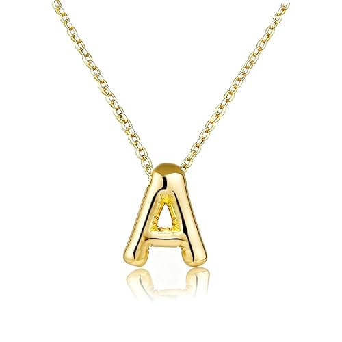 MTINEAPS Gold Initial Necklaces Gifts for Teen Girls Women, Teen Girl Gift Trendy Bubble Letter Pendant Necklace Jewelry Personalized Birthday Gifts for Girls Teens Women - Image 1