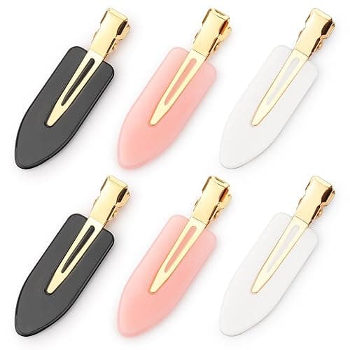 D 6 Pcs Creaseless Hair Clips No bend No Crease Hair Clip Makeup Clips for Women and Girls Flat Hair Clips for Hairstyling Salon Golden Handle - Image 1