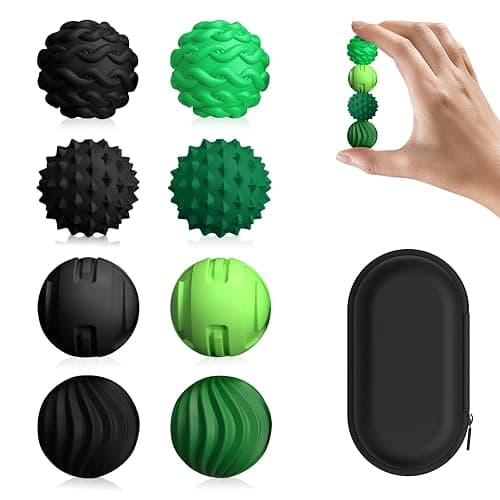 DGMDGS 8-Pack Silicone Magnetic Sensory Fidget Balls, Stress Relief Toys for Adults and Teens(14+), Suitable for Autism ADHD Anxiety, Office Desk Fun Tactile Toy(Black&Green) - Image 1