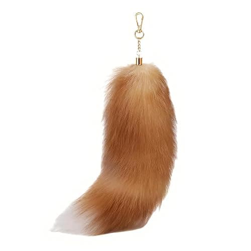 ZPLASK Therian Tail, 40cm/15.75inch Shaggy Faux Fur Realistic Fox Tail, Keychain Decorative Therian Tails Long Keychain for Women Girl, Tail Keychain for Handbag Backpack Cosplay - Image 1