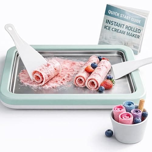 Rolled Ice Cream Maker with Quick Start Guide - DIY Instant Ice Cream Tray Kit, Includes 2 Scrapers for Manual Homemade Ice Cream Rolls, Frozen Yogurt, Sorbets & Slushies, No Electricity Needed(green) - Image 1