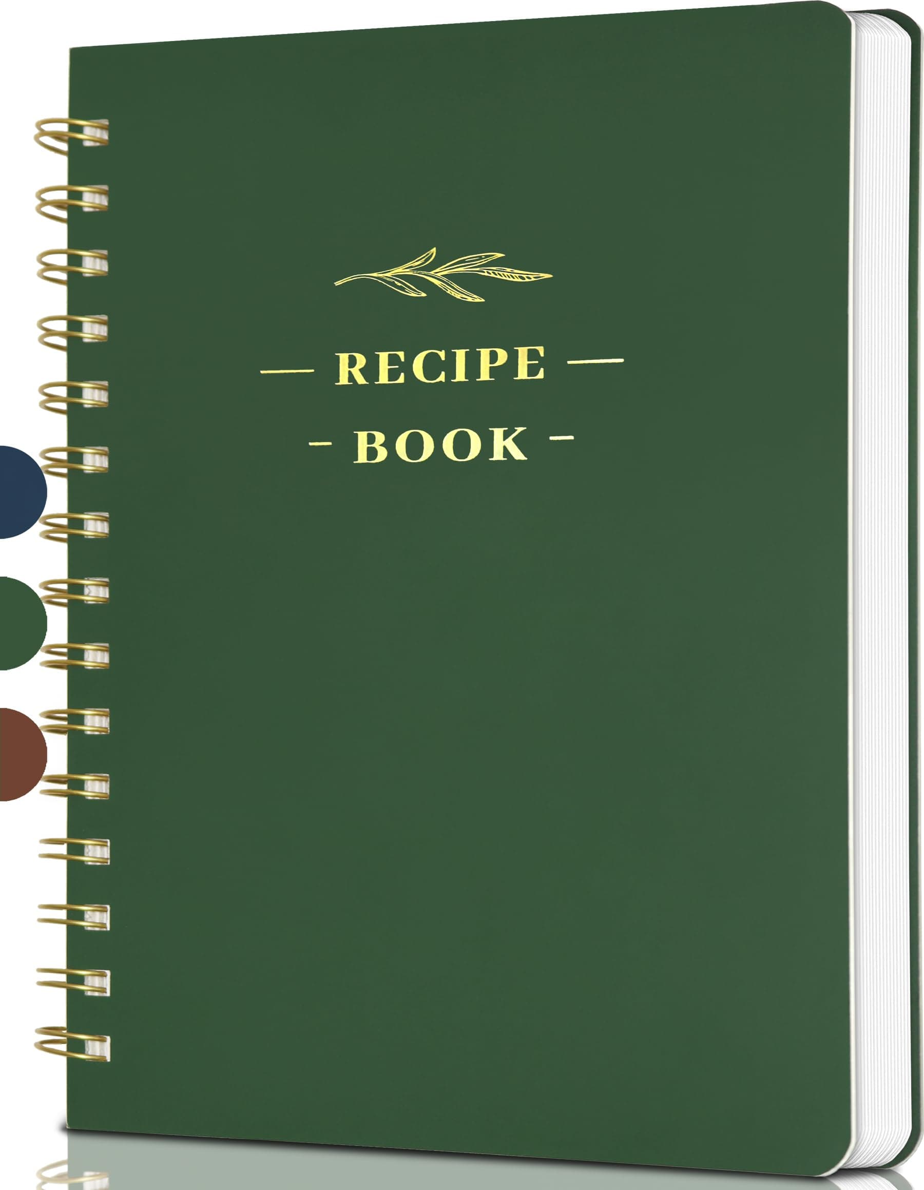 Livro de receitas em branco perfeito para escrever em suas pr贸prias receitas, livro de receitas pessoal em branco de capa dura, caderno de receitas, cont茅m 144 receitas exclusivas de f贸rmula - Verde oliva - Image 1