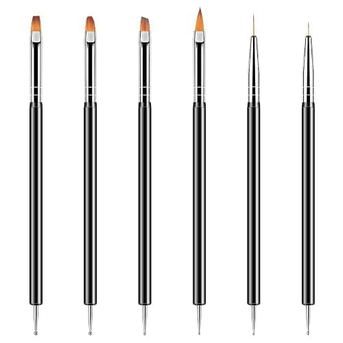 Artdone Nail Dotting Tools 6PCS Double-ended Nail Art Brushes Kit Nail Art Gel Polish Liner Brushes Design Pen For Nail Drawing And Nail Paint Brushes Small Detail Brushes - Image 1